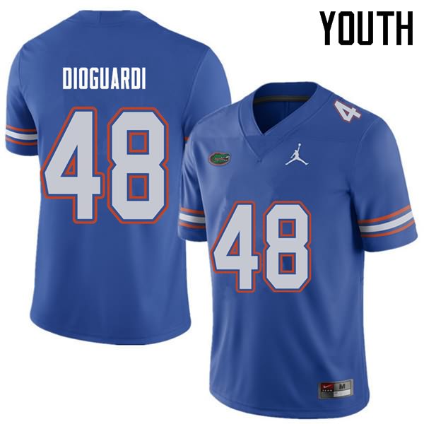 Youth NCAA Florida Gators Brett DioGuardi #48 Stitched Authentic Jordan Brand Royal College Football Jersey ANG2865DE